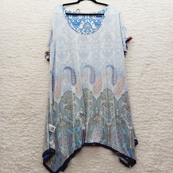 Tunic Dress Size 3XL Royal Orange Paisley Boho Festival Whimsycore Maximalist - Picture 10 of 13